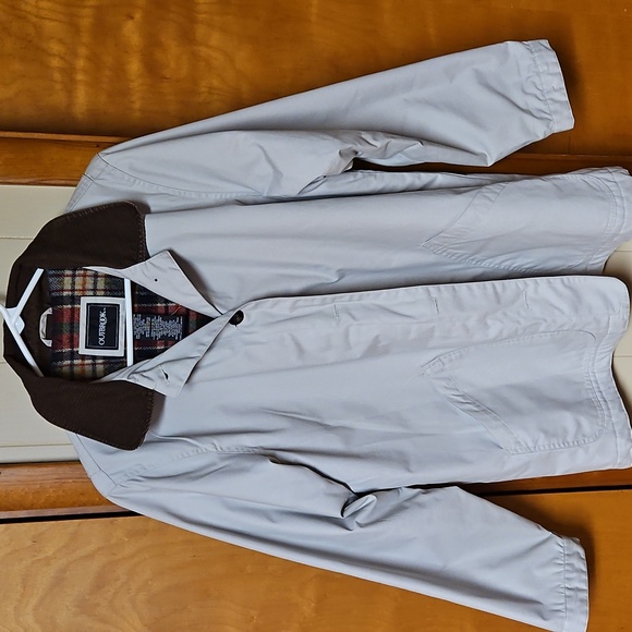 Womens Beige With Brown Collar Chore Jacket - Picture 1 of 4